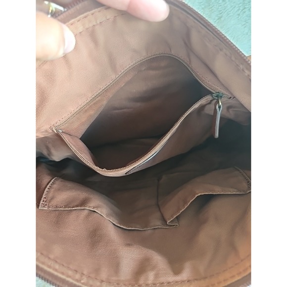 Fossil Brown Genuine‎ Leather Satchel Crossbody Messenger Tote Bag Purse - Picture 7 of 16